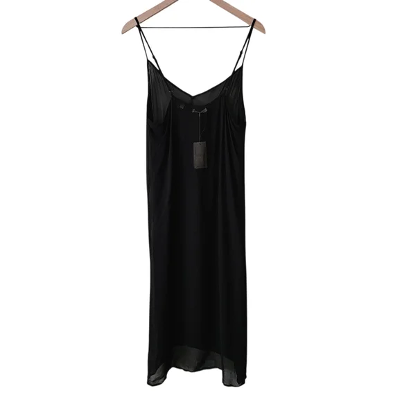 Doen Black Long Deep V Neck Slip Dress NWT - Picture 2 of 10